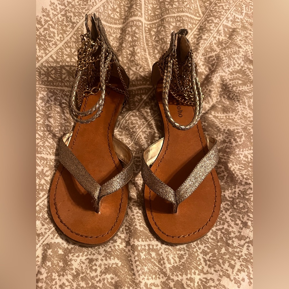 Chain ankle thong sandal